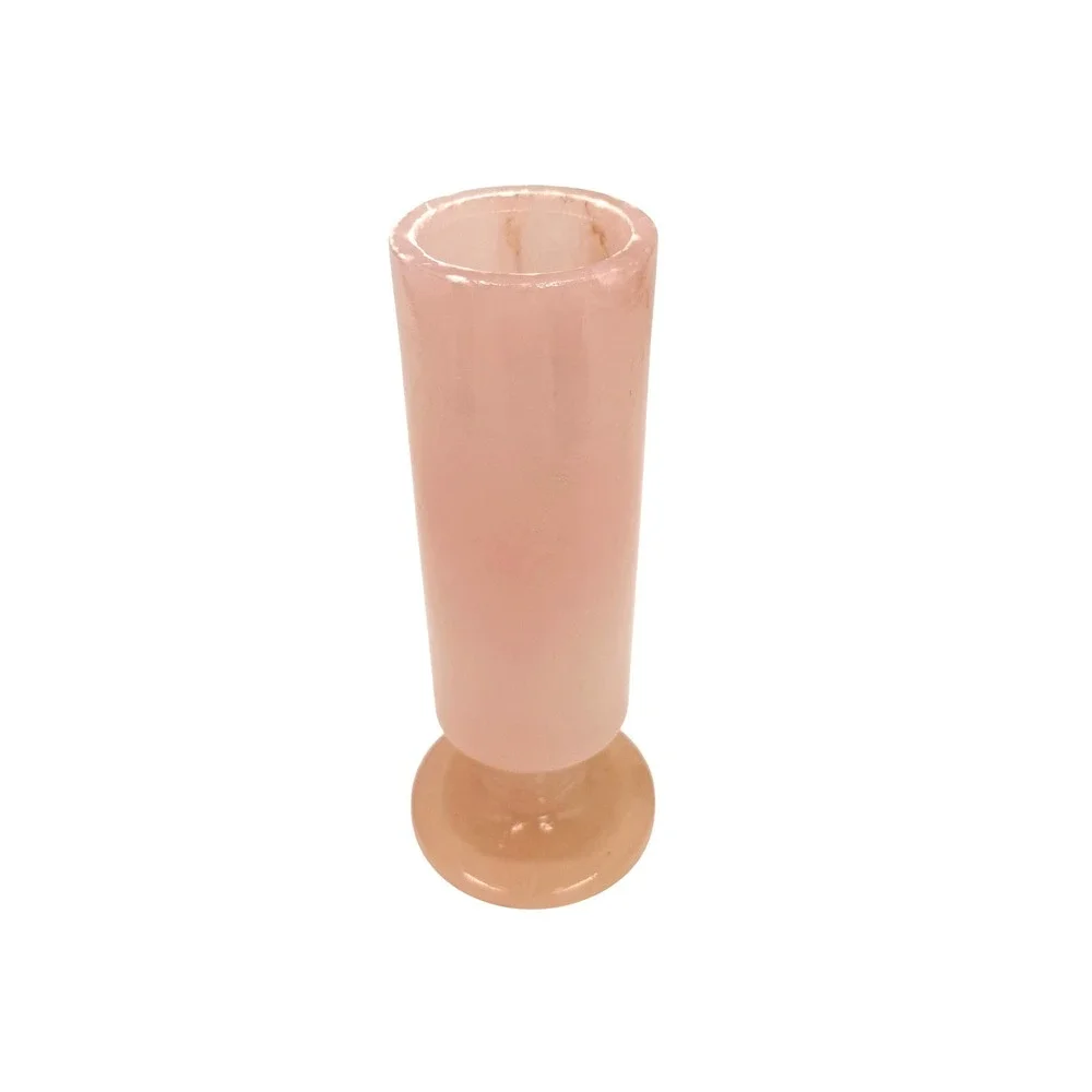 Vintage Alabaster Stone Bud Vase 8.5 Inch Pink Mid Century Modern Decor